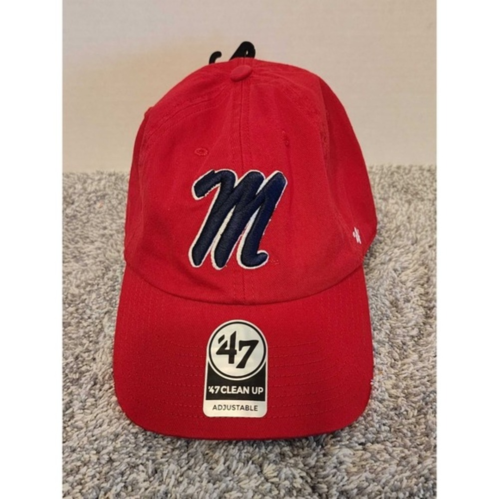 '47 Brand Ole Miss Rebels M NCAA Clean Up Adjustable Strapback Cap Hat NEW Red